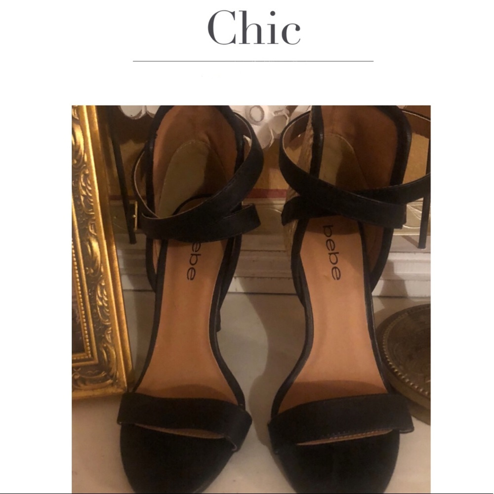 Sexy black strap Bebe heels